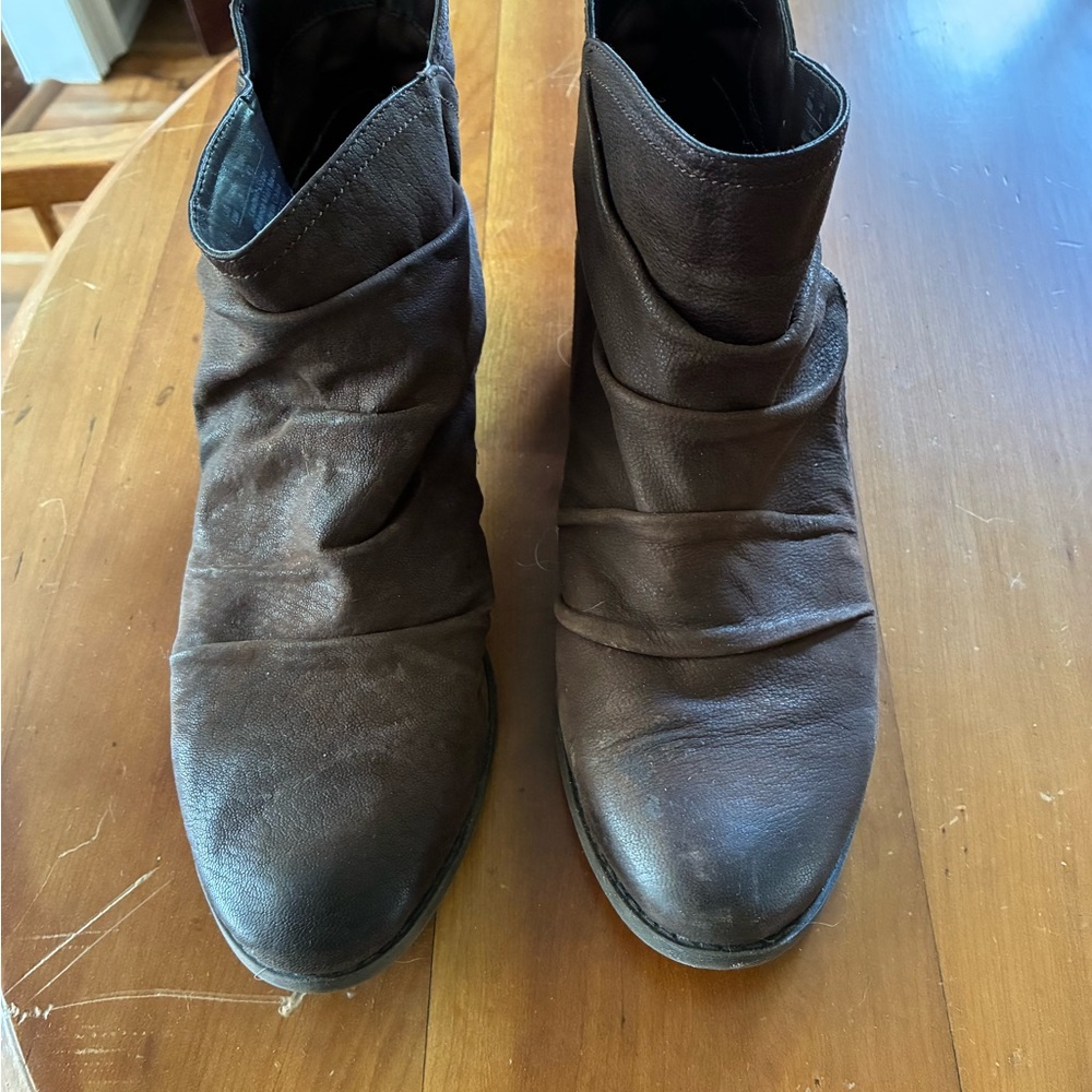 Fergie Dark Brown Slouch Leather Ankle Booties